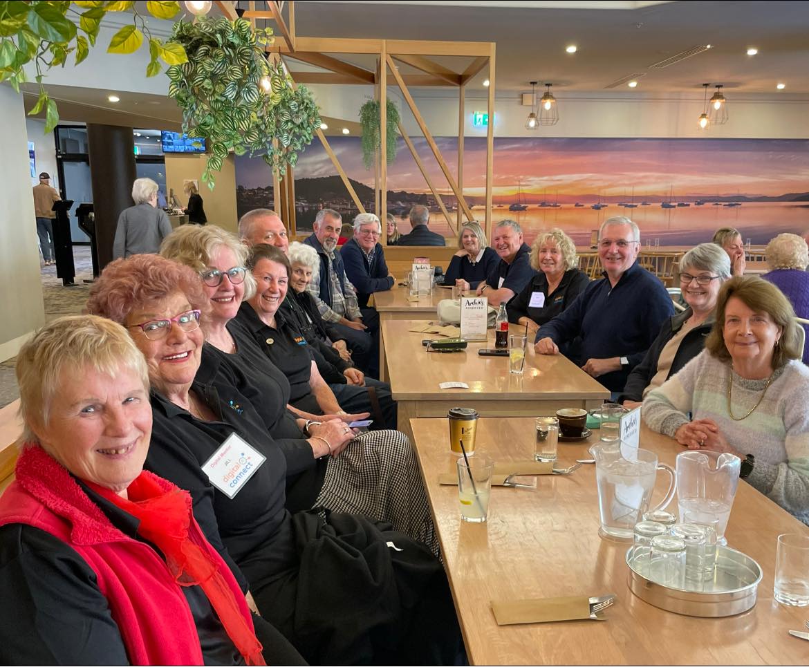 Digital Mentor volunteers enjoying a catchup over lunch